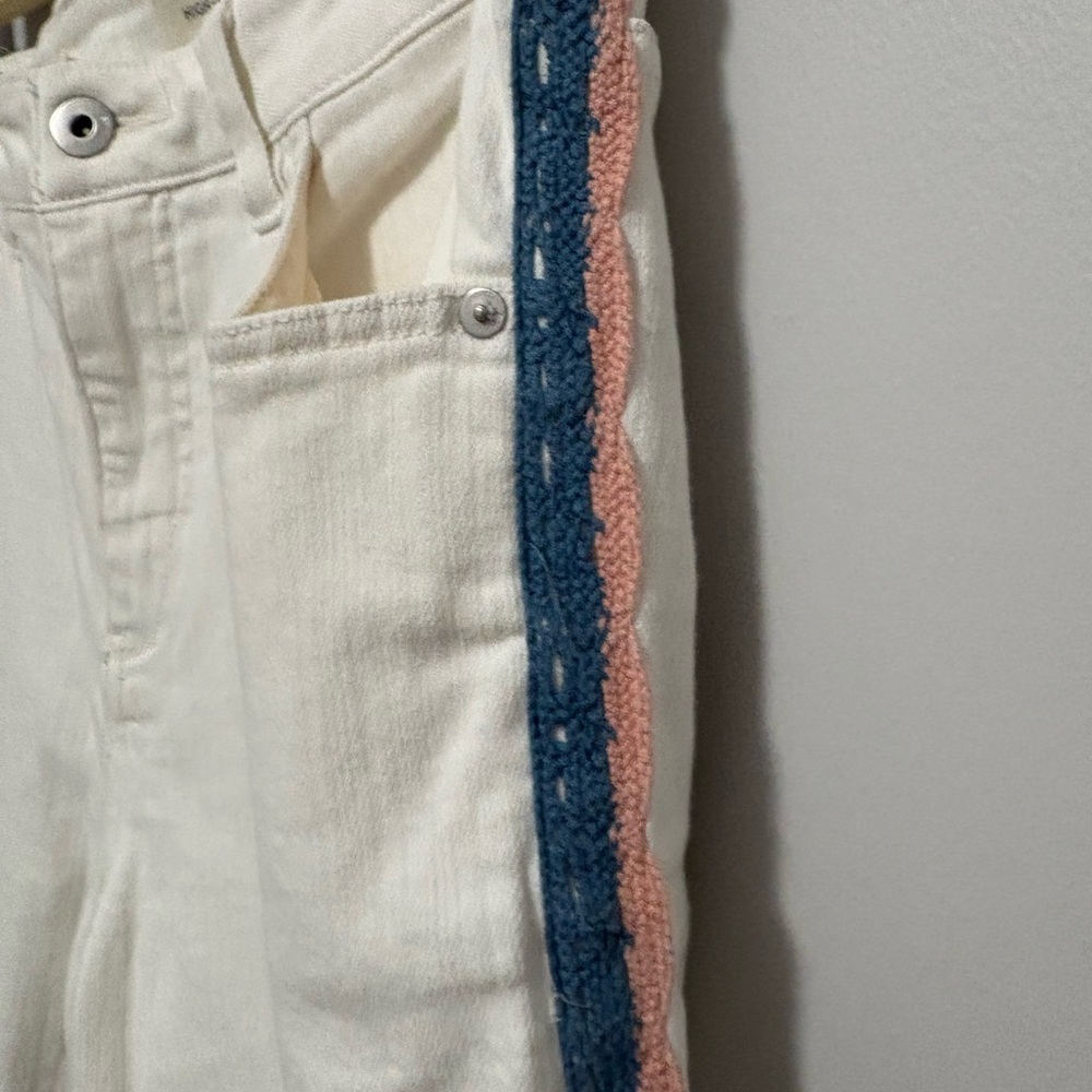 Anthropologie Pilcro High Rise Skinny White Jeans Crotchet Stripes
